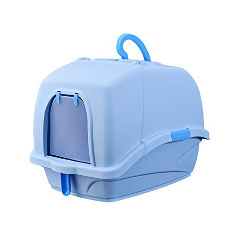 Katzen-Sandbecken Deluxe, Supergröße, vollständig geschlossene, spritzerfreie Katzentoilette, Bettpfanne, Katzentoiletten-Trainingsset, Haustier-Katzenklo-Produkt (Color : Blue, Size : D) von KOZWAY