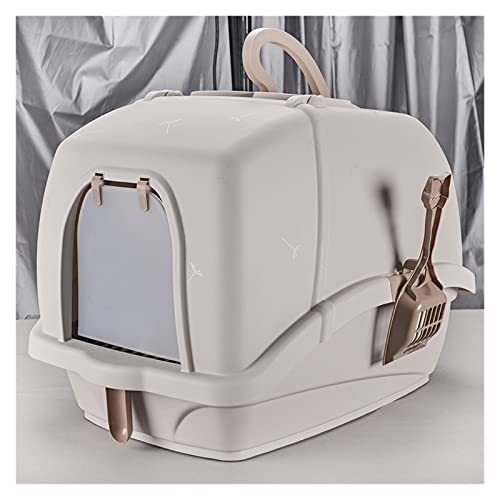 Katzen-Sandbecken Deluxe, Supergröße, vollständig geschlossene, spritzerfreie Katzentoilette, Bettpfanne, Katzentoiletten-Trainingsset, Haustier-Katzenklo-Produkt (Color : Grey, Size : D) von KOZWAY