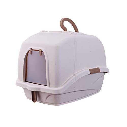 Katzen-Sandbecken Deluxe, Supergröße, vollständig geschlossene, spritzerfreie Katzentoilette, Bettpfanne, Katzentoiletten-Trainingsset, Haustier-Katzenklo-Produkt (Color : Light Grey, Size : D) von KOZWAY