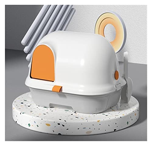 Katzentoilette Katzenbettpfannen Vollständig geschlossene Katzentoilette Schubladenkorridor Katzentoilette Anti-Splash Katzenzubehör Katzentoilette (Color : Orange, Size : F) von KOZWAY