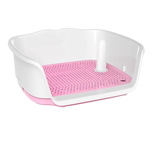 Tragbare Teach-Katze-Hunde-Toilette aus Kunststoff, doppellagige Hundeunterlage, Trainings-Katzen-Welpen-Toilette, Pee for kleine Hunde, Haustier, selbstreinigende Toilette (Color : Pink, Size : L) von KOZWAY