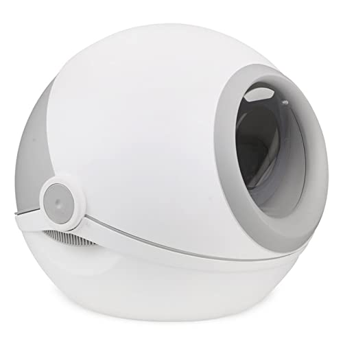 Vollständig geschlossene Katzenstreu Flip-Top, übergroße, geruchsdichte Katzentoilette, Kätzchen, Anti-Sand-Katzenkotnapf, Katzenzubehör (Color : Gris, Size : D) von KOZWAY