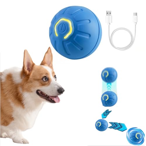 Hundeball, selbstbewegender Hundespielzeug, interaktiver Ball über USB, wiederaufladbarer, robuster automatischer rotierender Ball, interaktives Spielzeug für große und mittelgroße Hunde von KPFIGHT