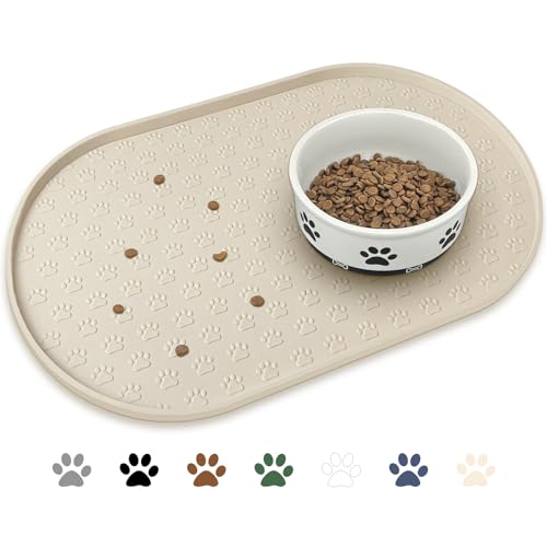 KPWACD Haustier Futtermatte für Hunde und Katzen, Silikon Hund Tischset rutschfest Wasserdicht Napfunterlagen Verhindern Futter und Wasser Überlauf, High-Lips Puppy Dish Tray Mat Geeignet für Große von KPWACD