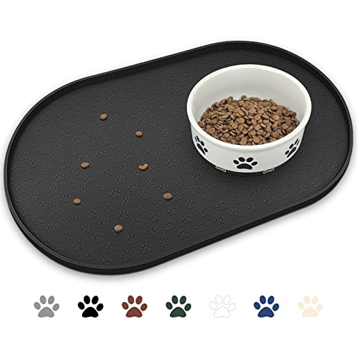 KPWACD Haustier Futtermatte für Hunde und Katzen, Silikon Hund Tischset rutschfest Wasserdicht Napfunterlagen Verhindern Futter und Wasser Überlauf, High-Lips Puppy Dish Tray Mat Geeignet für Große von KPWACD