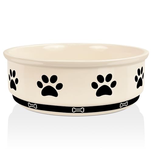 KPWACD Keramik-Haustiernapf für Hunde und Katzen, beschwerter rutschfester Hundenapf Futter- und Wassernapf, langlebige Haustier-Futternäpfe geeignet für kleine, mittelgroße und große Hunde, Beige, von KPWACD