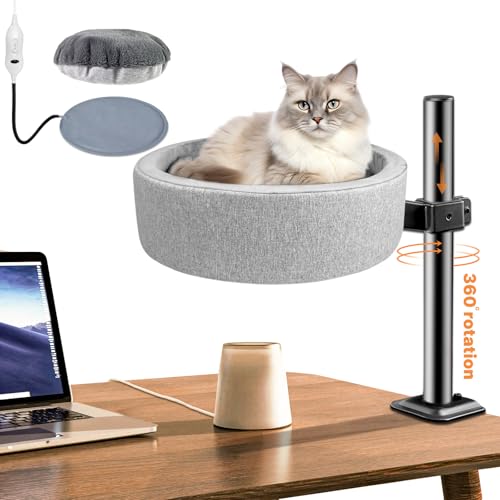 KPYFDGK Katzen-Schreibtischbett, Schreibtisch, Katzennest, rund, mit weichen und dicken Kissen, beheiztes Katzenbett, erhöhtes Katzenbett für den Schreibtisch, unterstützt bis zu 18 kg, Katzenbett für KPYFDGK Katzen-Schreibtischbett, Schreibtisch, Katzennest, rund, mit weichen und dicken Kissen, beheiztes Katzenbett, erhöhtes Katzenbett für den Schreibtisch, unterstützt bis zu 18 kg, Katzenbett für von KPYFDGK