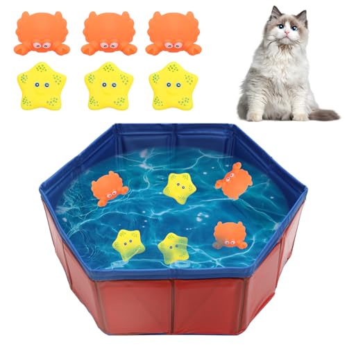 KQDRAVINE Katzenpool mit Fischen, Tragbares Katzen Pool mit 6 Spielzeugen, Schwimmbad-Fischspielzeug für Gelangweilte Indoor-Katzen, Wasserspielzeug Katze, Interaktives Katzenspielzeug für Pool Katze KQDRAVINE Katzenpool mit Fischen, Tragbares Katzen Pool mit 6 Spielzeugen, Schwimmbad-Fischspielzeug für Gelangweilte Indoor-Katzen, Wasserspielzeug Katze, Interaktives Katzenspielzeug für Pool Katze von KQDRAVINE