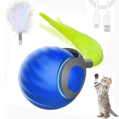 Interaktives Katzenspielzeug für Katzen, Spielzeug für Katzen mit flauschigem Schwanz, 2 Arbeitsmodi, wiederaufladbar über USB, unregelmäßige Bewegung, automatischer Rollball für Katzen und Hunde Interaktives Katzenspielzeug für Katzen, Spielzeug für Katzen mit flauschigem Schwanz, 2 Arbeitsmodi, wiederaufladbar über USB, unregelmäßige Bewegung, automatischer Rollball für Katzen und Hunde von KQLHLHDYZ