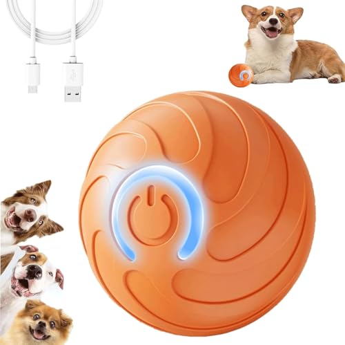 KQLHLHDYZ Interaktives Hundeballspielzeug, Smart Jumping Ball für Hunde, Vibrierendes Hundespielzeug mit LED-Blitzlicht, Smart selbstbewegende Haustierbälle mit Spiralmuster, für Kätzchen, Welpen von KQLHLHDYZ