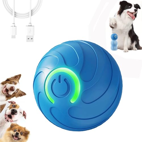 KQLHLHDYZ Interaktives Hundeballspielzeug, Vibrierender Hundeball mit LED-Blitzlicht, Elektrische Bewegliche Haustierbälle, Smart Selbstbewegende Katzenbälle mit Spiralmuster, für Kätzchen, Welpen von KQLHLHDYZ