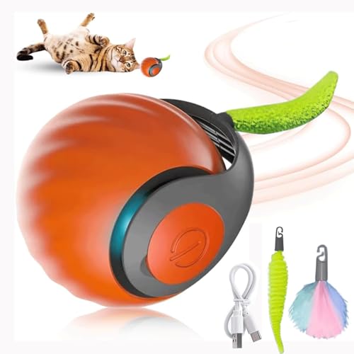 KQLHLHDYZ Interaktives Katzenballspielzeug mit austauschbarem Schwanz, Speedy Tail 2.0 Katzenspielzeug, 2 Geschwindigkeiten, intelligenter interaktiver Haustierspielzeugball, bewegungsaktivierter von KQLHLHDYZ