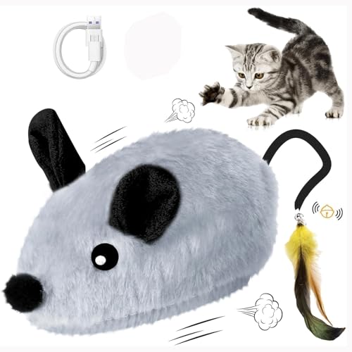 KQLHLHDYZ Interaktives Katzenspielzeug Maus für den Innenbereich, Elektrisch Automatisch Bewegliche Katze Maus Spielzeug Selbstspiel mit Federglocke Schwanz, Wiederaufladbare LED Mäuse für KQLHLHDYZ Interaktives Katzenspielzeug Maus für den Innenbereich, Elektrisch Automatisch Bewegliche Katze Maus Spielzeug Selbstspiel mit Federglocke Schwanz, Wiederaufladbare LED Mäuse für von KQLHLHDYZ