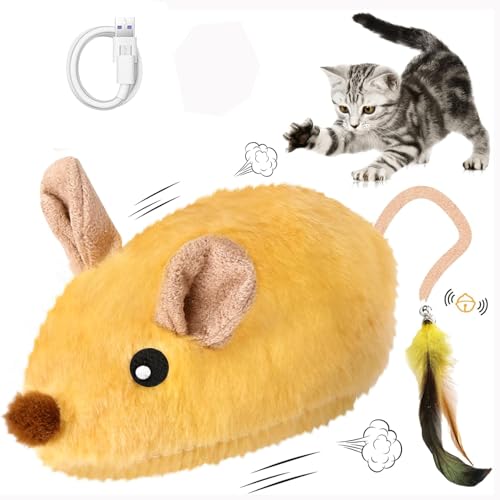 KQLHLHDYZ Spielzeugmaus, interaktives Spielzeug für Katzen, realistisch, automatisch, realistisch, mit Fellschwanz, wiederaufladbar über USB, Federschwanz für Katzen KQLHLHDYZ Spielzeugmaus, interaktives Spielzeug für Katzen, realistisch, automatisch, realistisch, mit Fellschwanz, wiederaufladbar über USB, Federschwanz für Katzen von KQLHLHDYZ