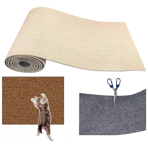 Cat Scratching mat, self-Adhesive cat Scratching mat, DIY cuttable Carpet, cat Scratching Board, cat Scratching Wall Blanket, cat Wall cat Scratching mat (L,White) von KQLULU