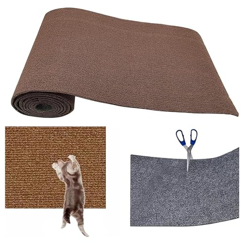 Cat Scratching mat, self-Adhesive cat Scratching mat, DIY cuttable Carpet, cat Scratching Board, cat Scratching Wall Blanket, cat Wall cat Scratching mat (S,Brown) von KQLULU