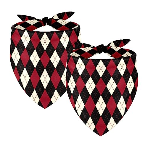 2er-Pack Bandana-Set für Besitzer und Hund, Bandana oder Schal-Set für Mama/Papa des Haustiers, passende Bandanas für die Familie,Argyle Partten Diamond Check Rot Schwarz 2er-Pack Bandana-Set für Besitzer und Hund, Bandana oder Schal-Set für Mama/Papa des Haustiers, passende Bandanas für die Familie,Argyle Partten Diamond Check Rot Schwarz von KQNZT