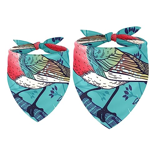 2er-Pack Bandana-Set für Besitzer und Hund, Bandana oder Schal-Set für Mama/Papa des Haustiers, passende Bandanas für die Familie,Blumen Vogel Frühlings Garten Retrostil von KQNZT