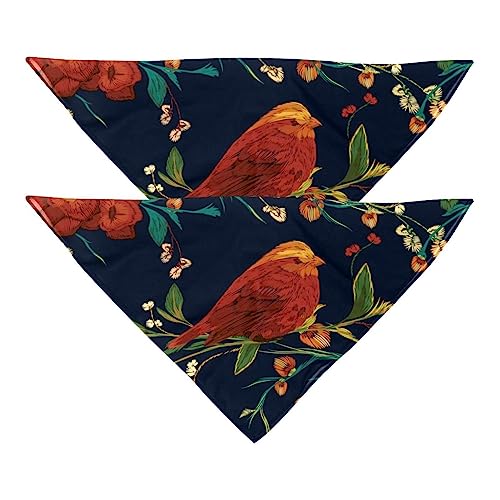 2er-Pack Bandana-Set für Besitzer und Hund, Bandana oder Schal-Set für Mama/Papa des Haustiers, passende Bandanas für die Familie,Herbstblumen Vögel Schmetterlinge Pastorable von KQNZT