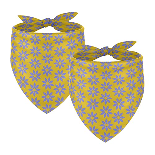 2er-Pack Bandana-Set für Besitzer und Hund, Bandana oder Schal-Set für Mama/Papa des Haustiers, passende Bandanas für die Familie,Klassische Marineblau Gelb Blume von KQNZT