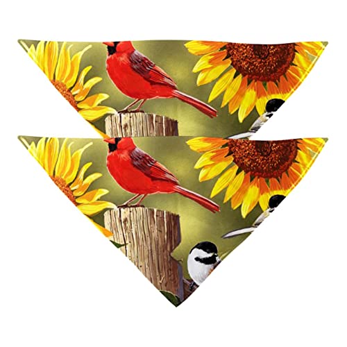 2er-Pack Bandana-Set für Besitzer und Hund, Bandana oder Schal-Set für Mama/Papa des Haustiers, passende Bandanas für die Familie,Sonnenblume Vogel Herbst von KQNZT