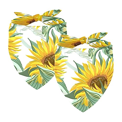 2er-Pack Bandana-Set für Besitzer und Hund, Bandana oder Schal-Set für Mama/Papa des Haustiers, passende Bandanas für die Familie,Sonnenblume mit Blumen von KQNZT