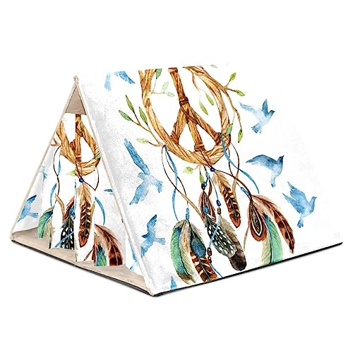Fleece-Vorhang-Versteck, dreieckiges Versteck für Frettchen, Chinchillas, Igel, Zwergkaninchen, Meerschweinchen, syrische Hamster, Ratten,Aquarell Traumfänger Vogel Kunst Fleece-Vorhang-Versteck, dreieckiges Versteck für Frettchen, Chinchillas, Igel, Zwergkaninchen, Meerschweinchen, syrische Hamster, Ratten,Aquarell Traumfänger Vogel Kunst von KQNZT