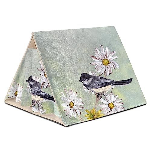 Fleece-Vorhang-Versteck, dreieckiges Versteck für Frettchen, Chinchillas, Igel, Zwergkaninchen, Meerschweinchen, syrische Hamster, Ratten,Frühlings Gänseblümchen Blumen Vogel Weinlese Kunst Fleece-Vorhang-Versteck, dreieckiges Versteck für Frettchen, Chinchillas, Igel, Zwergkaninchen, Meerschweinchen, syrische Hamster, Ratten,Frühlings Gänseblümchen Blumen Vogel Weinlese Kunst von KQNZT