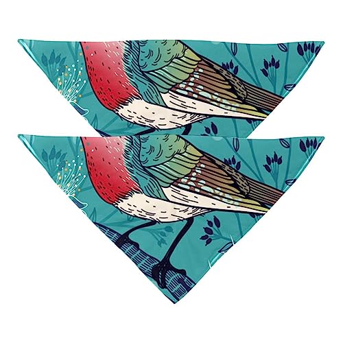 Haustier-Bandanas-Set, 2er-Pack Hundeschal-Lätzchen für Besitzer Kleiner, mittelgroßer und großer Hunde und Katzen,Blumen Vogel Frühlings Garten Retrostil von KQNZT