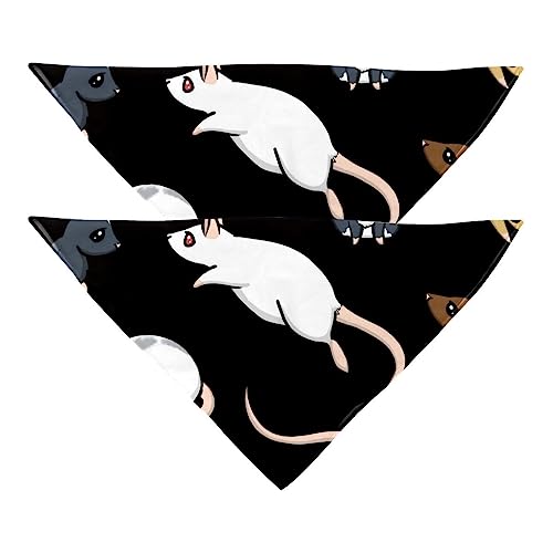 Haustier-Bandanas-Set, 2er-Pack Hundeschal-Lätzchen für Besitzer Kleiner, mittelgroßer und großer Hunde und Katzen,Cartoon Tier Maus von KQNZT