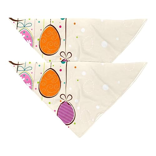 Haustier-Bandanas-Set, 2er-Pack Hundeschal-Lätzchen für Besitzer Kleiner, mittelgroßer und großer Hunde und Katzen,Glücklicher Ostern Karikatur Ei Vogel von KQNZT