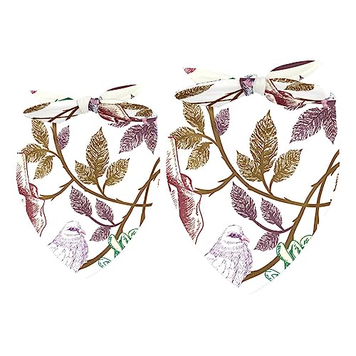 Haustier-Bandanas-Set, 2er-Pack Hundeschal-Lätzchen für Besitzer Kleiner, mittelgroßer und großer Hunde und Katzen,Weinlese Rosen Vogel mit Blumen von KQNZT