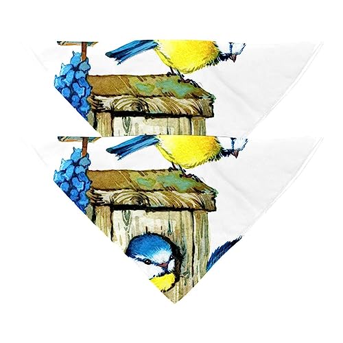 Hundehalstücher, 2er-Pack Haustierschal, Haustierzubehör, süße Welpenhalstücher,Aquarell Blauer Blumen Vogel Frühling Hundehalstücher, 2er-Pack Haustierschal, Haustierzubehör, süße Welpenhalstücher,Aquarell Blauer Blumen Vogel Frühling von KQNZT