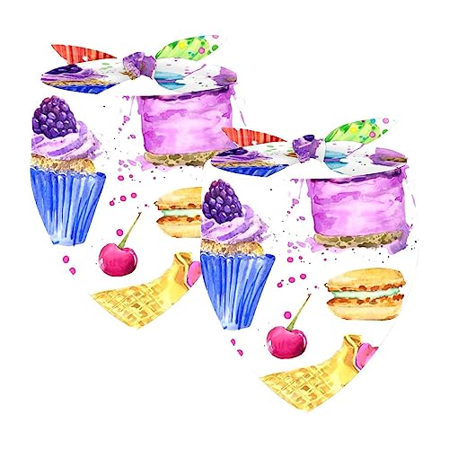 Hundehalstücher, 2er-Pack Haustierschal, Haustierzubehör, süße Welpenhalstücher,Eiscreme Kuchen Macaron Donut reizendes Muster von KQNZT
