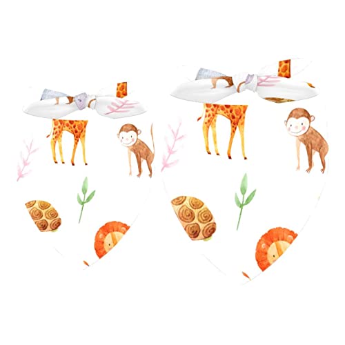 Hundehalstücher, 2er-Pack Haustierschal, Haustierzubehör, süße Welpenhalstücher,Löwe Giraffe Elefant AFFE reizendes Tier von KQNZT