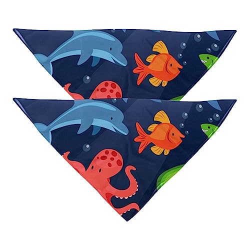 Hundehalstücher, 2er-Pack Haustierschal, Haustierzubehör, süße Welpenhalstücher,Octopus Tropical Fish Shark Meereslebewesen Hundehalstücher, 2er-Pack Haustierschal, Haustierzubehör, süße Welpenhalstücher,Octopus Tropical Fish Shark Meereslebewesen von KQNZT