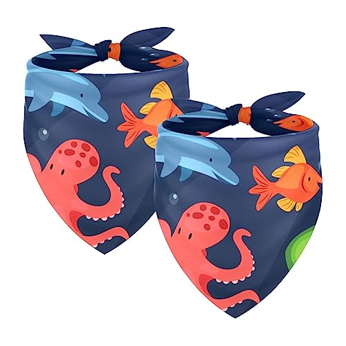 Hundehalstücher, 2er-Pack Haustierschal, Haustierzubehör, süße Welpenhalstücher,Octopus Tropical Fish Shark Meereslebewesen Hundehalstücher, 2er-Pack Haustierschal, Haustierzubehör, süße Welpenhalstücher,Octopus Tropical Fish Shark Meereslebewesen von KQNZT