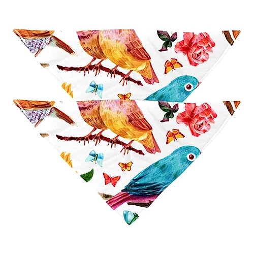 Hundehalstücher, 2er-Pack Haustierschal, Haustierzubehör, süße Welpenhalstücher,Vogel Blumensonnenblumen Frühling Retro Hundehalstücher, 2er-Pack Haustierschal, Haustierzubehör, süße Welpenhalstücher,Vogel Blumensonnenblumen Frühling Retro von KQNZT