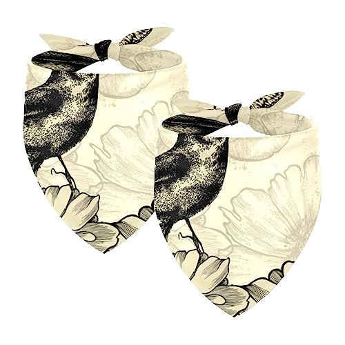 Hundehalstücher, 2er-Pack Haustierschal, Haustierzubehör, süße Welpenhalstücher,Weinlese Blumen Schmetterlings Vogel mit Blumen Hundehalstücher, 2er-Pack Haustierschal, Haustierzubehör, süße Welpenhalstücher,Weinlese Blumen Schmetterlings Vogel mit Blumen von KQNZT