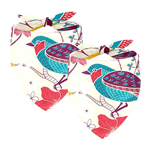 Hundehalstücher, 2er-Pack Haustierschal, Haustierzubehör, süße Welpenhalstücher,Wilder Blumen Vogel Retro Kunst Frühling Hundehalstücher, 2er-Pack Haustierschal, Haustierzubehör, süße Welpenhalstücher,Wilder Blumen Vogel Retro Kunst Frühling von KQNZT
