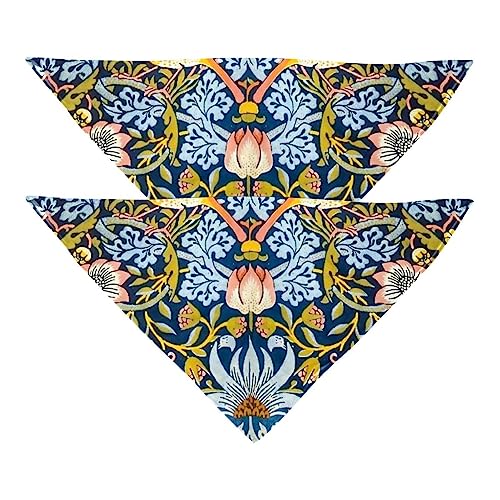 Hundehalstücher im 2er-Pack, dreieckiger Haustierschal, transparenter Chiffon-Stoff, Halstuch für kleine, mittelgroße und große Hunde und Katzen,Erdbeer Vogel Retro Blumen Anlage Hundehalstücher im 2er-Pack, dreieckiger Haustierschal, transparenter Chiffon-Stoff, Halstuch für kleine, mittelgroße und große Hunde und Katzen,Erdbeer Vogel Retro Blumen Anlage von KQNZT