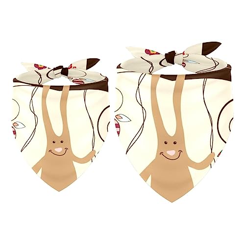 Hundehalstücher im 2er-Pack, dreieckiger Haustierschal, transparenter Chiffon-Stoff, Halstuch für kleine, mittelgroße und große Hunde und Katzen,Ostern farbige Blumen Kaninchen Vogel Karikatur von KQNZT