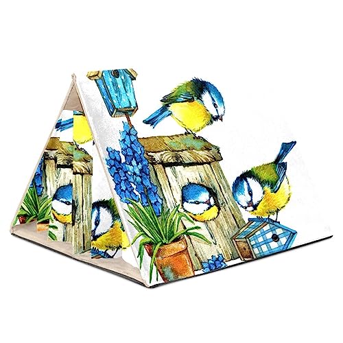KQNZT Fleece-Vorhang-Versteck, dreieckiges Versteck für Frettchen, Chinchillas, Igel, Zwergkaninchen, Meerschweinchen, syrische Hamster, Ratten,Aquarell Blauer Blumen Vogel Frühling KQNZT Fleece-Vorhang-Versteck, dreieckiges Versteck für Frettchen, Chinchillas, Igel, Zwergkaninchen, Meerschweinchen, syrische Hamster, Ratten,Aquarell Blauer Blumen Vogel Frühling von KQNZT