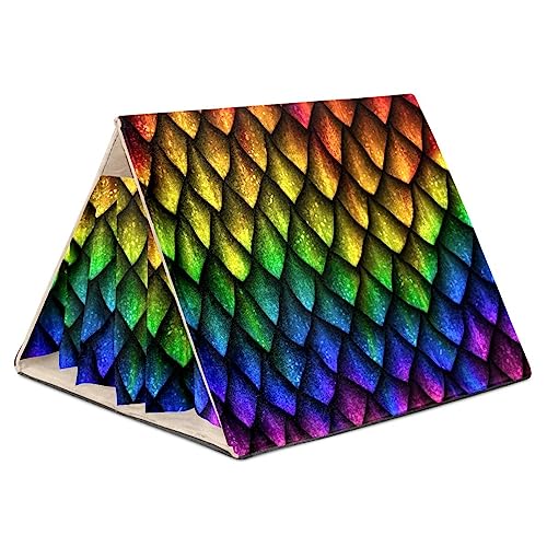KQNZT Fleece-Vorhang-Versteck, dreieckiges Versteck für Frettchen, Chinchillas, Igel, Zwergkaninchen, Meerschweinchen, syrische Hamster, Ratten,Drachenschuppen Regenbogen KQNZT Fleece-Vorhang-Versteck, dreieckiges Versteck für Frettchen, Chinchillas, Igel, Zwergkaninchen, Meerschweinchen, syrische Hamster, Ratten,Drachenschuppen Regenbogen von KQNZT