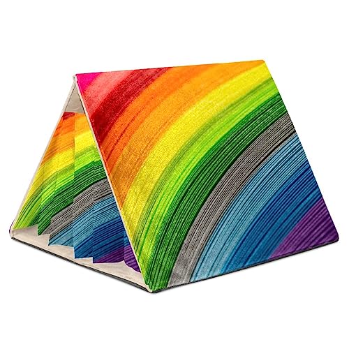 KQNZT Fleece-Vorhang-Versteck, dreieckiges Versteck für Frettchen, Chinchillas, Igel, Zwergkaninchen, Meerschweinchen, syrische Hamster, Ratten,Regenbogenlinien KQNZT Fleece-Vorhang-Versteck, dreieckiges Versteck für Frettchen, Chinchillas, Igel, Zwergkaninchen, Meerschweinchen, syrische Hamster, Ratten,Regenbogenlinien von KQNZT