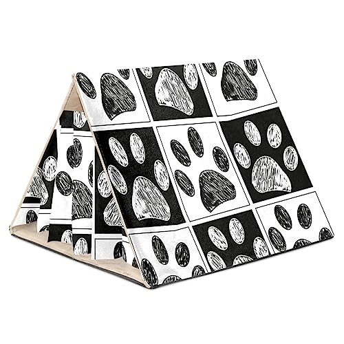 KQNZT Fleece-Vorhang-Versteck, dreieckiges Versteck für Frettchen, Chinchillas, Igel, Zwergkaninchen, Meerschweinchen, syrische Hamster, Ratten,Schwarz Weiß Hundepfotenabdruck KQNZT Fleece-Vorhang-Versteck, dreieckiges Versteck für Frettchen, Chinchillas, Igel, Zwergkaninchen, Meerschweinchen, syrische Hamster, Ratten,Schwarz Weiß Hundepfotenabdruck von KQNZT