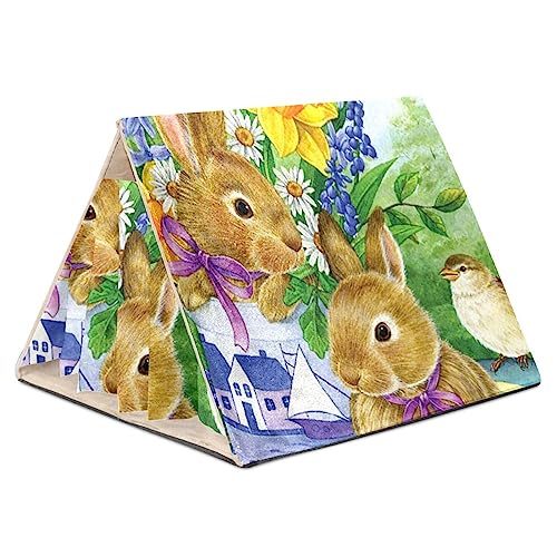 KQNZT Meerschweinchen-Versteck, Fleece-Versteck, dreieckiges Schlafbett für kleine Haustiere, Ratte, Chinchilla, Frettchen, Hamster,Retro Kaninchen Vogel Garten KQNZT Meerschweinchen-Versteck, Fleece-Versteck, dreieckiges Schlafbett für kleine Haustiere, Ratte, Chinchilla, Frettchen, Hamster,Retro Kaninchen Vogel Garten von KQNZT