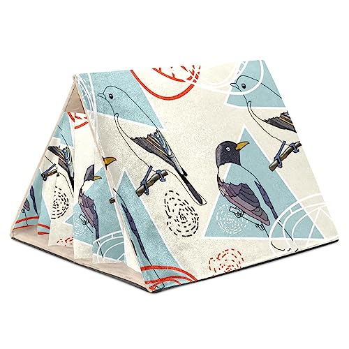 KQNZT Meerschweinchen-Versteck, Fleece-Versteck, dreieckiges Schlafbett für kleine Haustiere, Ratte, Chinchilla, Frettchen, Hamster,Retro Vogel Blumengeometrie modern KQNZT Meerschweinchen-Versteck, Fleece-Versteck, dreieckiges Schlafbett für kleine Haustiere, Ratte, Chinchilla, Frettchen, Hamster,Retro Vogel Blumengeometrie modern von KQNZT