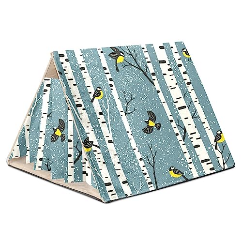 KQNZT Meerschweinchen-Versteck, Fleece-Versteck, dreieckiges Schlafbett für kleine Haustiere, Ratte, Chinchilla, Frettchen, Hamster,Vogel des verschneiten Waldes KQNZT Meerschweinchen-Versteck, Fleece-Versteck, dreieckiges Schlafbett für kleine Haustiere, Ratte, Chinchilla, Frettchen, Hamster,Vogel des verschneiten Waldes von KQNZT