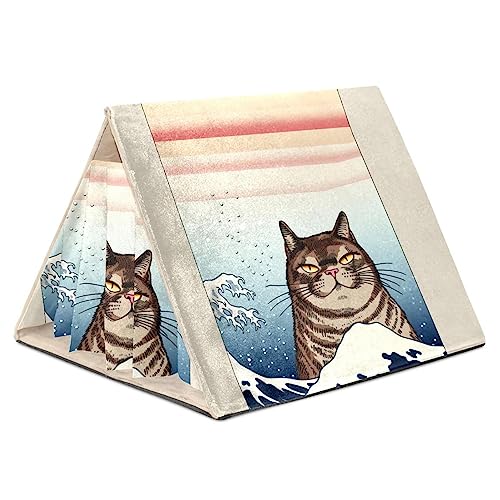 KQNZT Meerschweinchen-Versteck, Kleintier-Fleece-Versteck, süßes Schlafbett für Frettchen, Chinchillas, kleine Haustiere,Japanische Cartoon-Tierkatze und Meereswellen-Vintage KQNZT Meerschweinchen-Versteck, Kleintier-Fleece-Versteck, süßes Schlafbett für Frettchen, Chinchillas, kleine Haustiere,Japanische Cartoon-Tierkatze und Meereswellen-Vintage von KQNZT